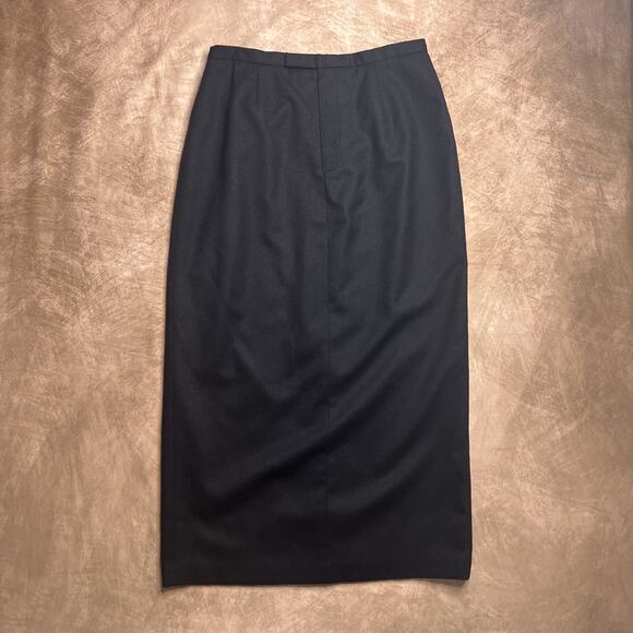 Vintage 90s Pursuits Ltd. Black Pencil Maxi Skirt Worsted Wool Academia Uniform - Picture 5 of 5